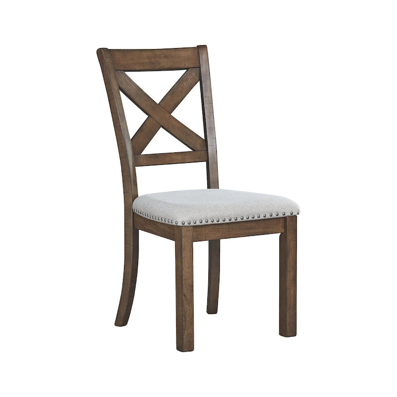 Cross-Back Dining Side Chairs with Upholstered Seat, Set of 2