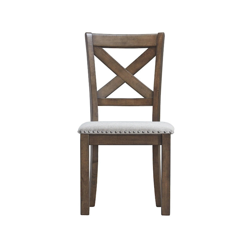 Cross-Back Dining Side Chairs with Upholstered Seat, Set of 2