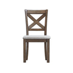 Cross-Back Dining Side Chairs with Upholstered Seat, Set of 2