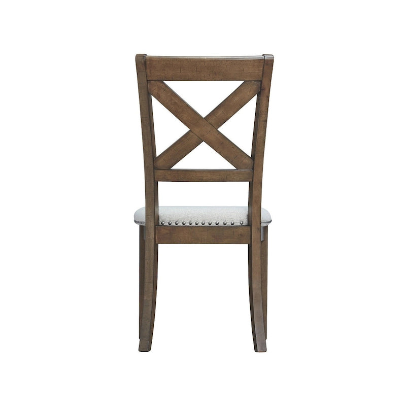 Cross-Back Dining Side Chairs with Upholstered Seat, Set of 2