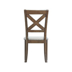 Cross-Back Dining Side Chairs with Upholstered Seat, Set of 2