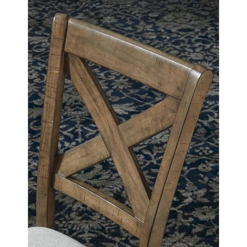 Cross-Back Dining Side Chairs with Upholstered Seat, Set of 2