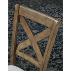 Cross-Back Dining Side Chairs with Upholstered Seat, Set of 2