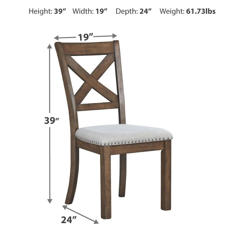 Cross-Back Dining Side Chairs with Upholstered Seat, Set of 2