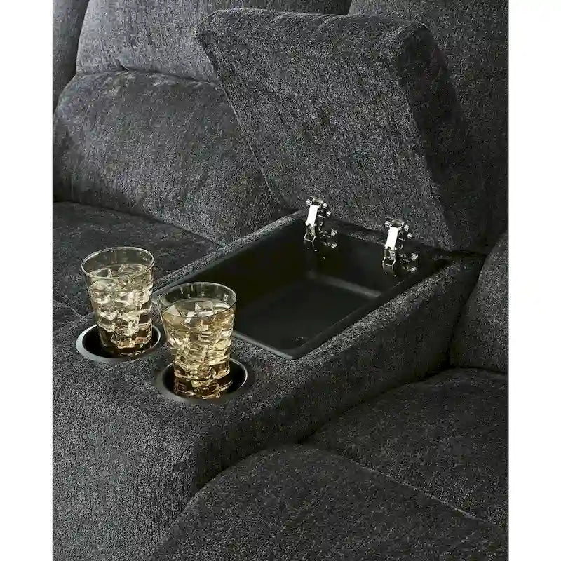 Contemporary Double Reclining Loveseat with Center Console - Slate