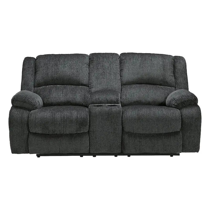 Contemporary Double Reclining Loveseat with Center Console - Slate