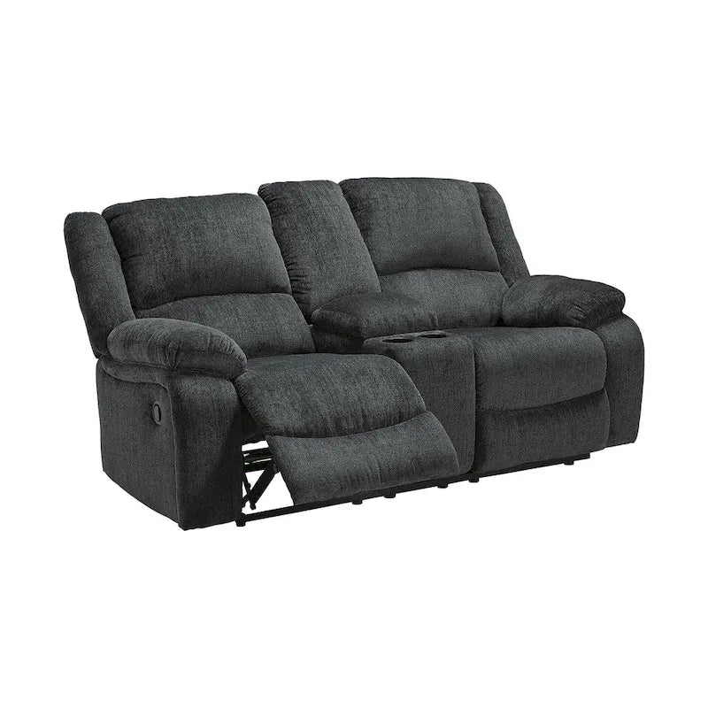 Contemporary Double Reclining Loveseat with Center Console - Slate