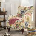 Floral Print Upholstered Armchair with Birchwood Frame