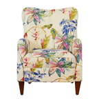 Floral Print Upholstered Armchair with Birchwood Frame