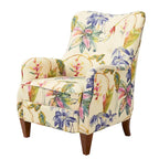 Floral Print Upholstered Armchair with Birchwood Frame