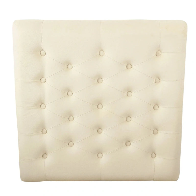 Square Tufted Storage Ottoman with Wood Shelf