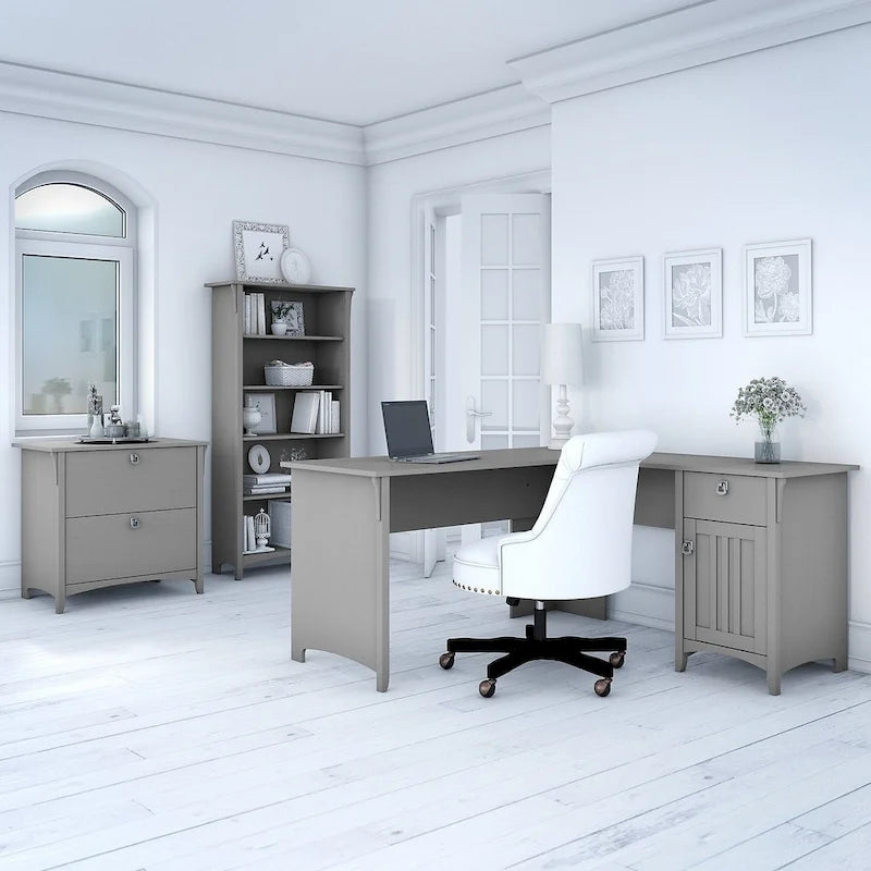  Salinas 60W L Shaped Desk Office Suite in Cape Cod Gray