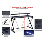 47.8 in. Gaming Desk with RGB LED Lighting and Monitor Shelf