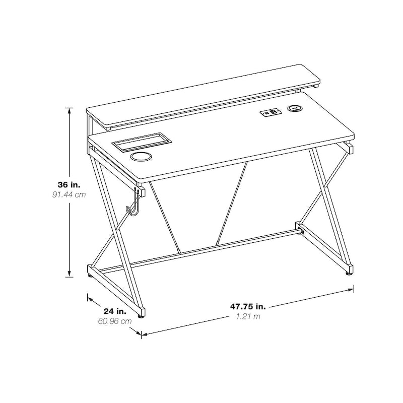47.8 in. Gaming Desk with RGB LED Lighting and Monitor Shelf