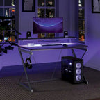 47.8 in. Gaming Desk with RGB LED Lighting and Monitor Shelf
