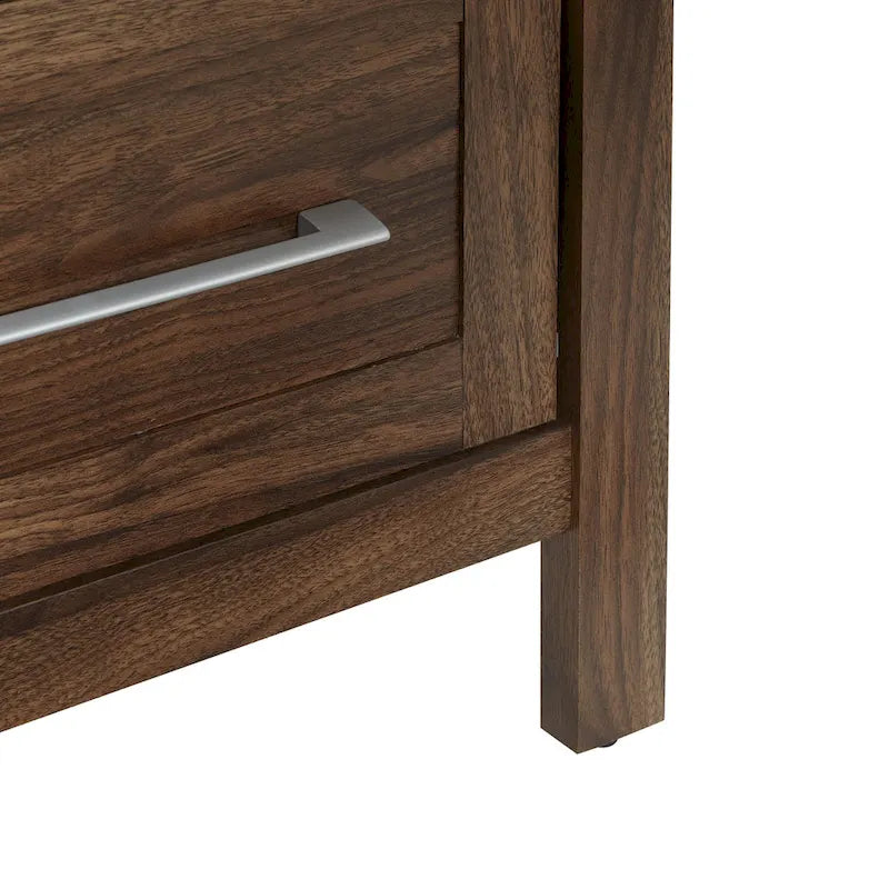 Nightstand with Pull-Out USB Charging Shelf and Bottom Drawer