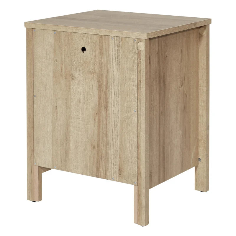 Nightstand with Pull-Out USB Charging Shelf and Bottom Drawer