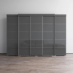 3-Piece Wardrobe Armoire Set with Glass Fronts
