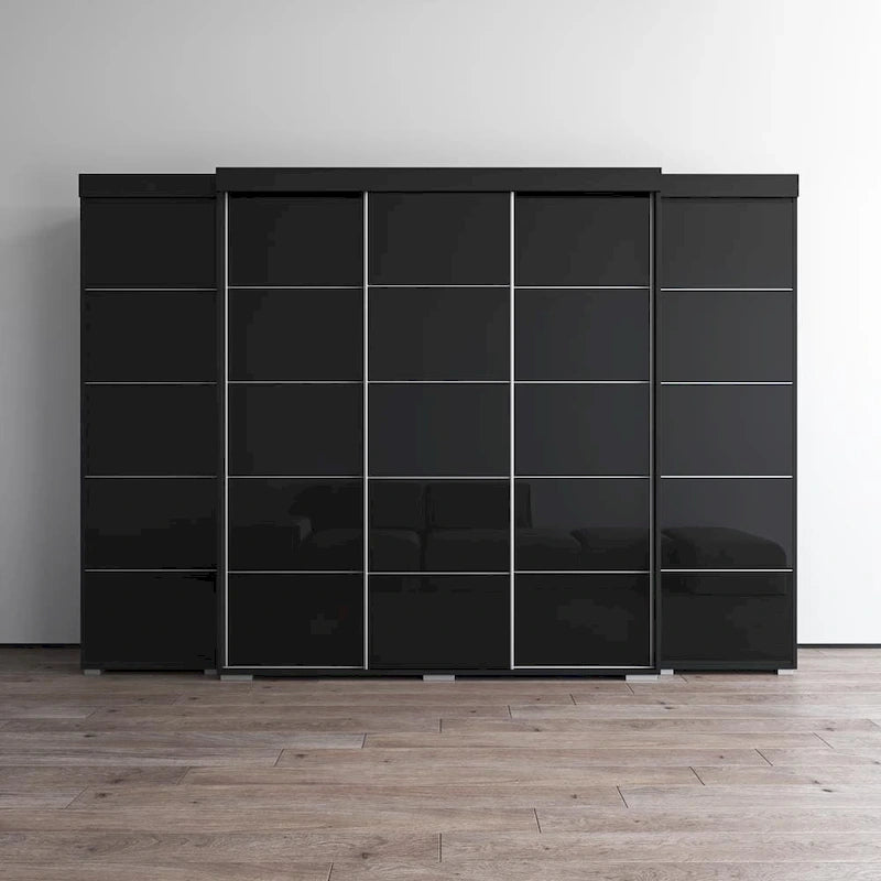 3-Piece Wardrobe Armoire Set with Glass Fronts