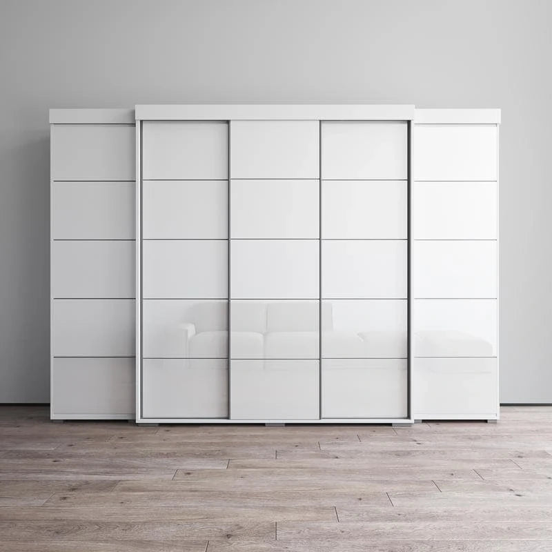 3-Piece Wardrobe Armoire Set with Glass Fronts