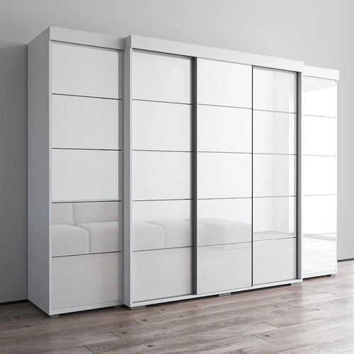 3-Piece Wardrobe Armoire Set with Glass Fronts