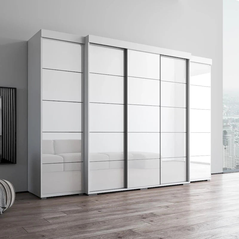 3-Piece Wardrobe Armoire Set with Glass Fronts