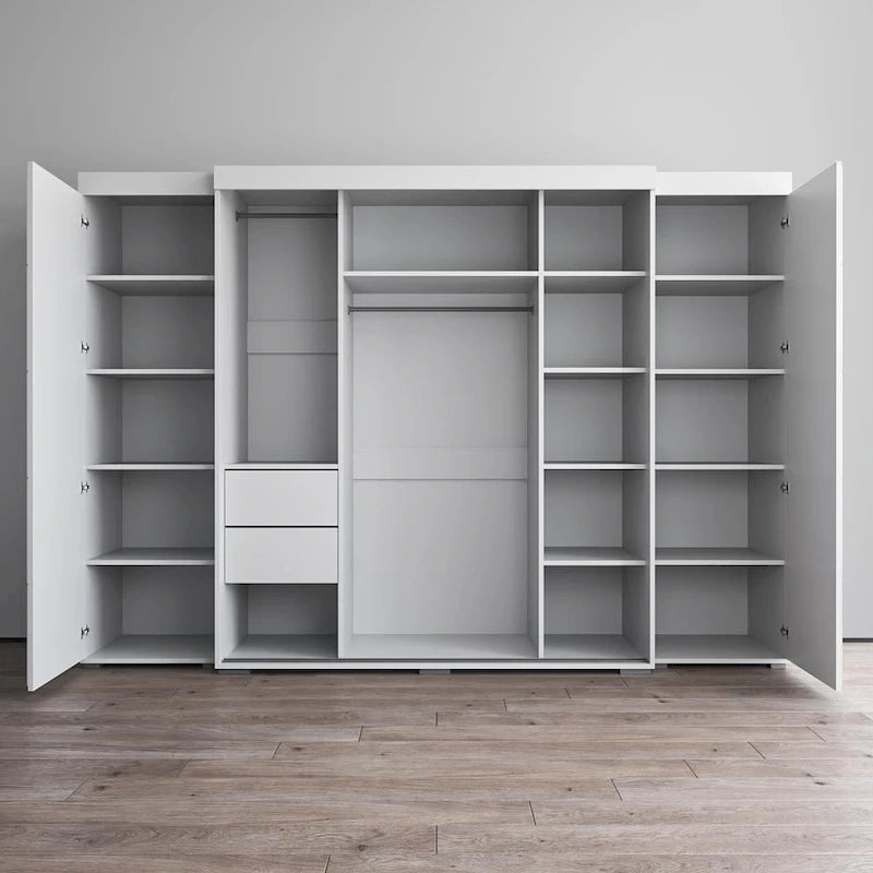 3-Piece Wardrobe Armoire Set with Glass Fronts