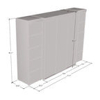 3-Piece Wardrobe Armoire Set with Glass Fronts