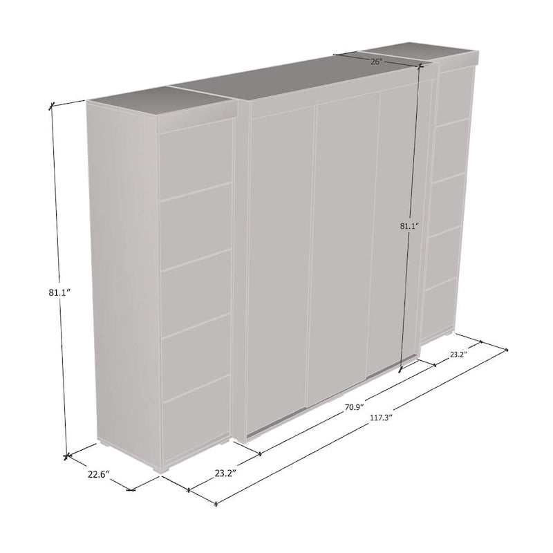 3-Piece Wardrobe Armoire Set with Glass Fronts