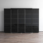 3-Piece Wardrobe Armoire Set with Glass Fronts