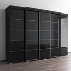 3-Piece Wardrobe Armoire Set with Glass Fronts