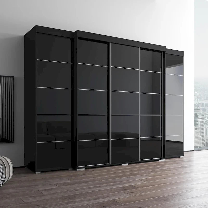 3-Piece Wardrobe Armoire Set with Glass Fronts