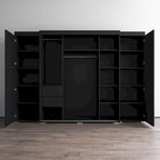 3-Piece Wardrobe Armoire Set with Glass Fronts