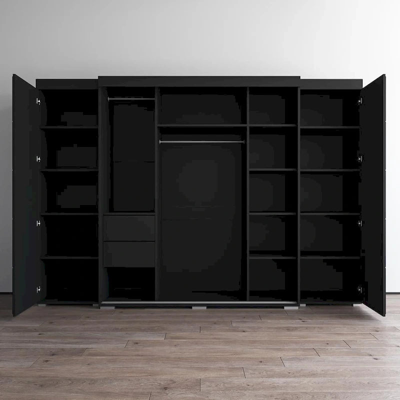 3-Piece Wardrobe Armoire Set with Glass Fronts