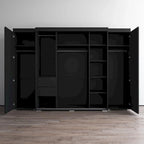 3-Piece Wardrobe Armoire Set with Glass Fronts