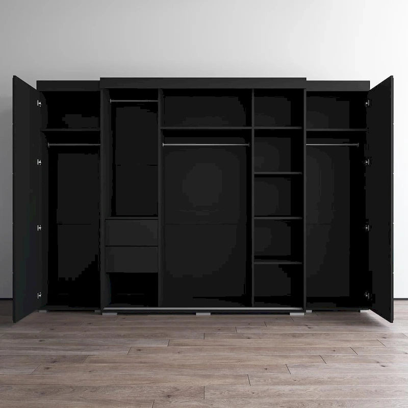 3-Piece Wardrobe Armoire Set with Glass Fronts