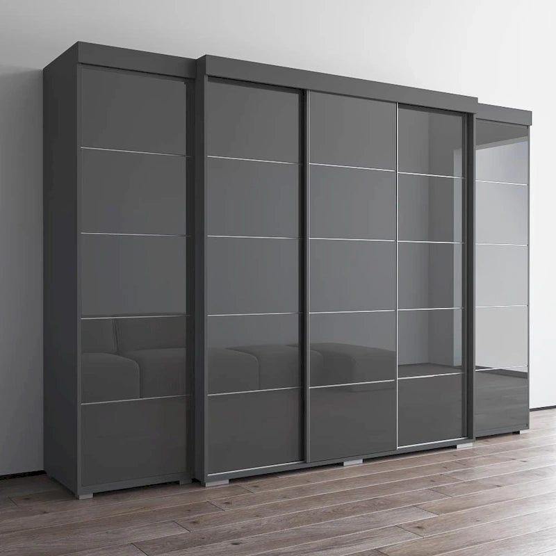 3-Piece Wardrobe Armoire Set with Glass Fronts