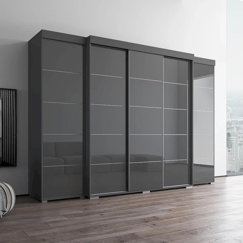 3-Piece Wardrobe Armoire Set with Glass Fronts