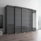 3-Piece Wardrobe Armoire Set with Glass Fronts