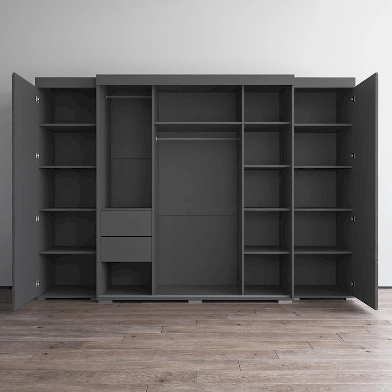 3-Piece Wardrobe Armoire Set with Glass Fronts