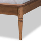Walnut Brown Wood Bed Frame with Turned Legs