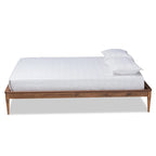Walnut Brown Wood Bed Frame with Turned Legs