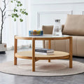 Circular Double-Layer Solid Wood & Glass Coffee Table