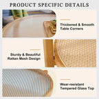 Circular Double-Layer Solid Wood & Glass Coffee Table