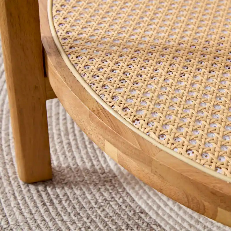 Circular Double-Layer Solid Wood & Glass Coffee Table