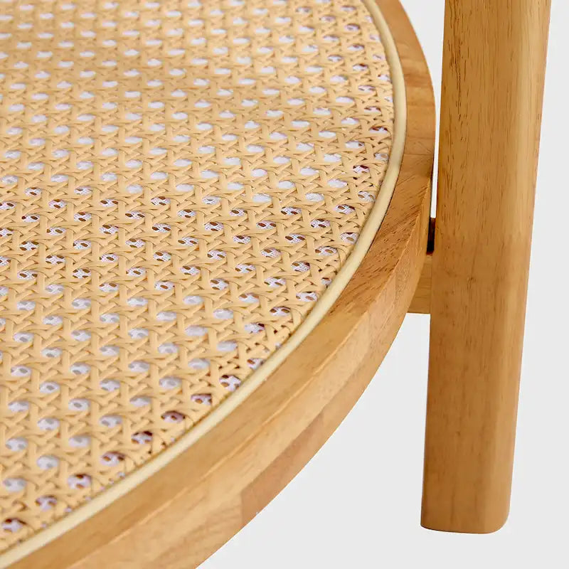 Circular Double-Layer Solid Wood & Glass Coffee Table