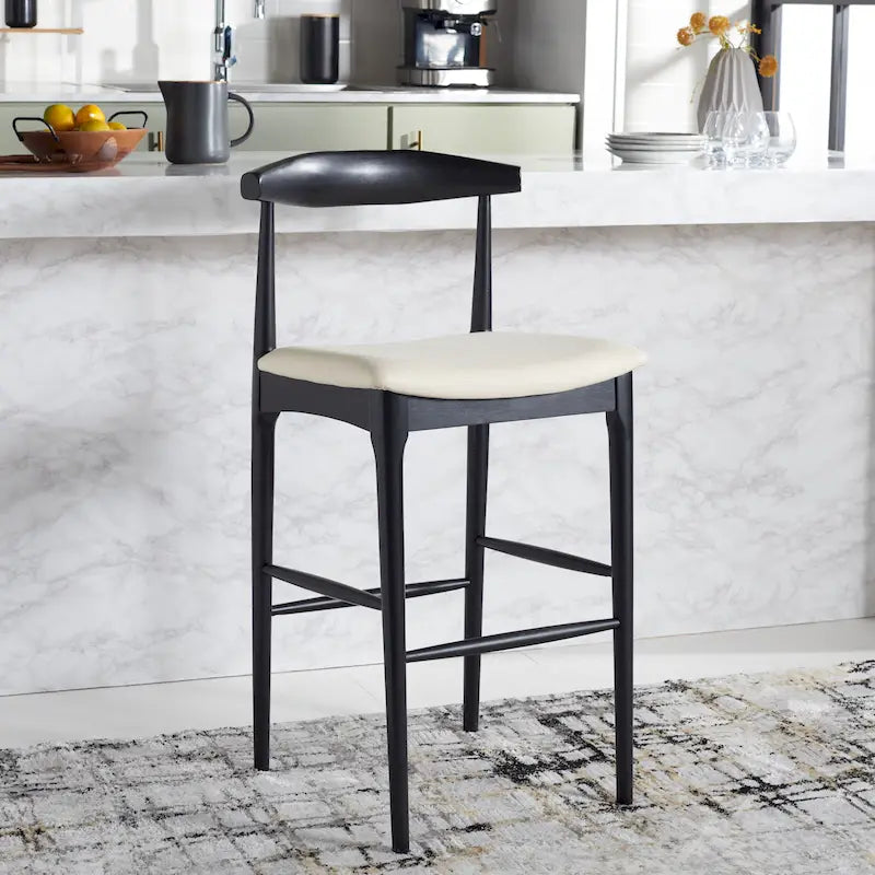 Retro 30-Inch Bar Stool with Curved Bentwood Back – 22"W x 21"D x 42"H