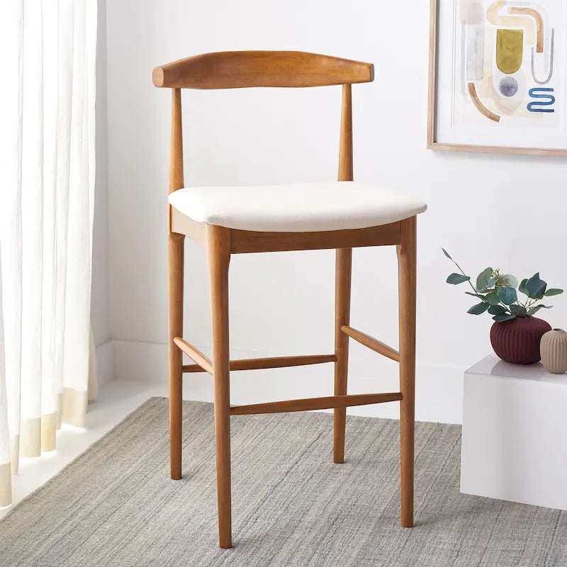 Retro 30-Inch Bar Stool with Curved Bentwood Back – 22"W x 21"D x 42"H