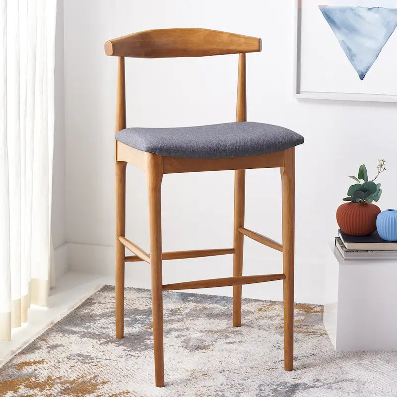 Retro 30-Inch Bar Stool with Curved Bentwood Back – 22"W x 21"D x 42"H