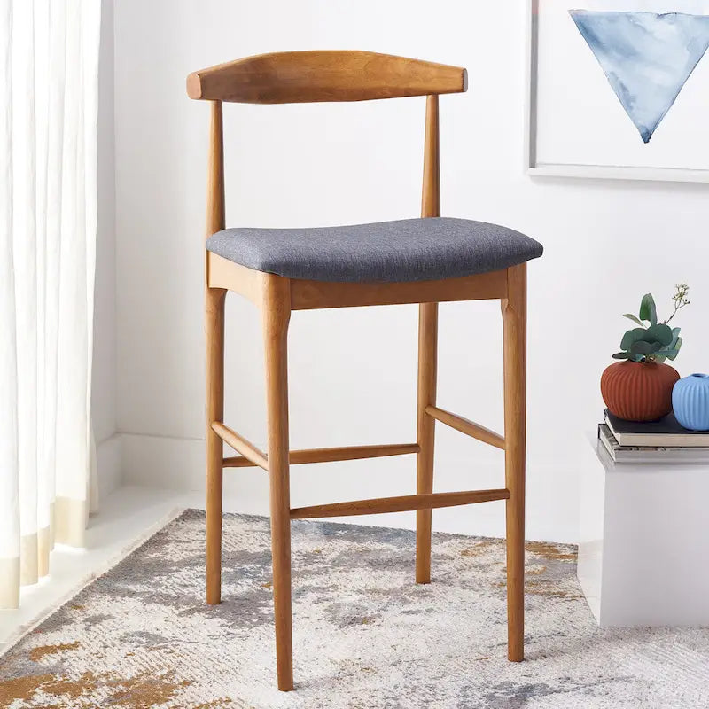 Retro 30-Inch Bar Stool with Curved Bentwood Back – 22"W x 21"D x 42"H